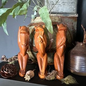 Teak Monkey Trio.  Made in Hawaii.
Hear No Evil…
See No Evil…
Speak No Evil…
